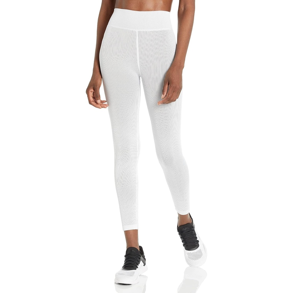 image:imageCalvin Klein Performance Womens Thin Rib High Waist 78 Length TightWhite Thick Rib