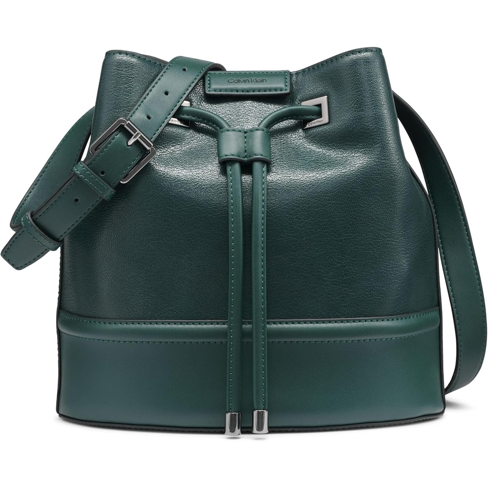 image:imageCalvin Klein Womens Ash Crossbody Bag Vegan Leather Monogram 2 PocketsDeep Forest
