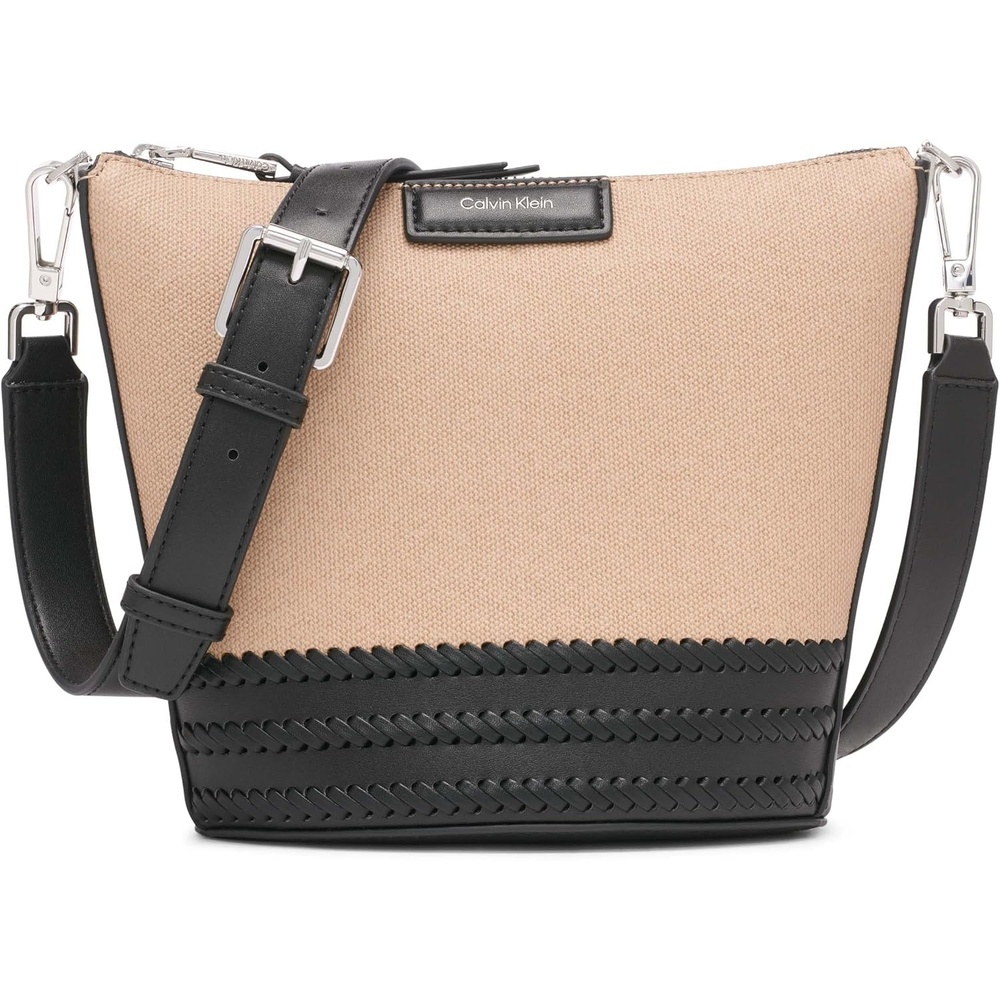 image:imageCalvin Klein Womens Ash NorthSouth CrossbodyNaturalBlack Canvas