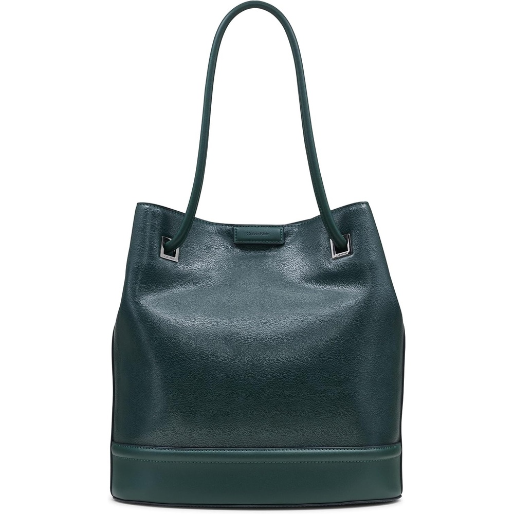 image:imageCalvin Klein Womens Ash Tote Bag NorthSouth Vegan Leather 2 PocketsDeep Forest