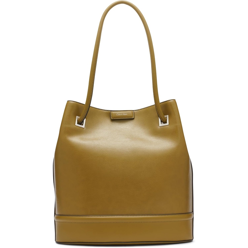 image:imageCalvin Klein Womens Ash Tote Bag NorthSouth Vegan Leather 2 PocketsOlive Branch