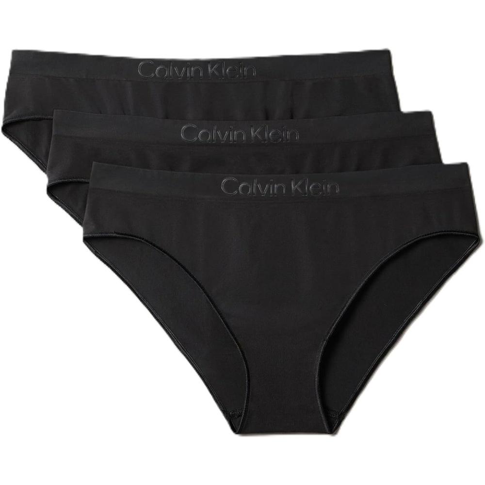 image:imageCalvin Klein Womens Bonded Flex Seamless 3pack Mid Rise BikiniBlack Black Black