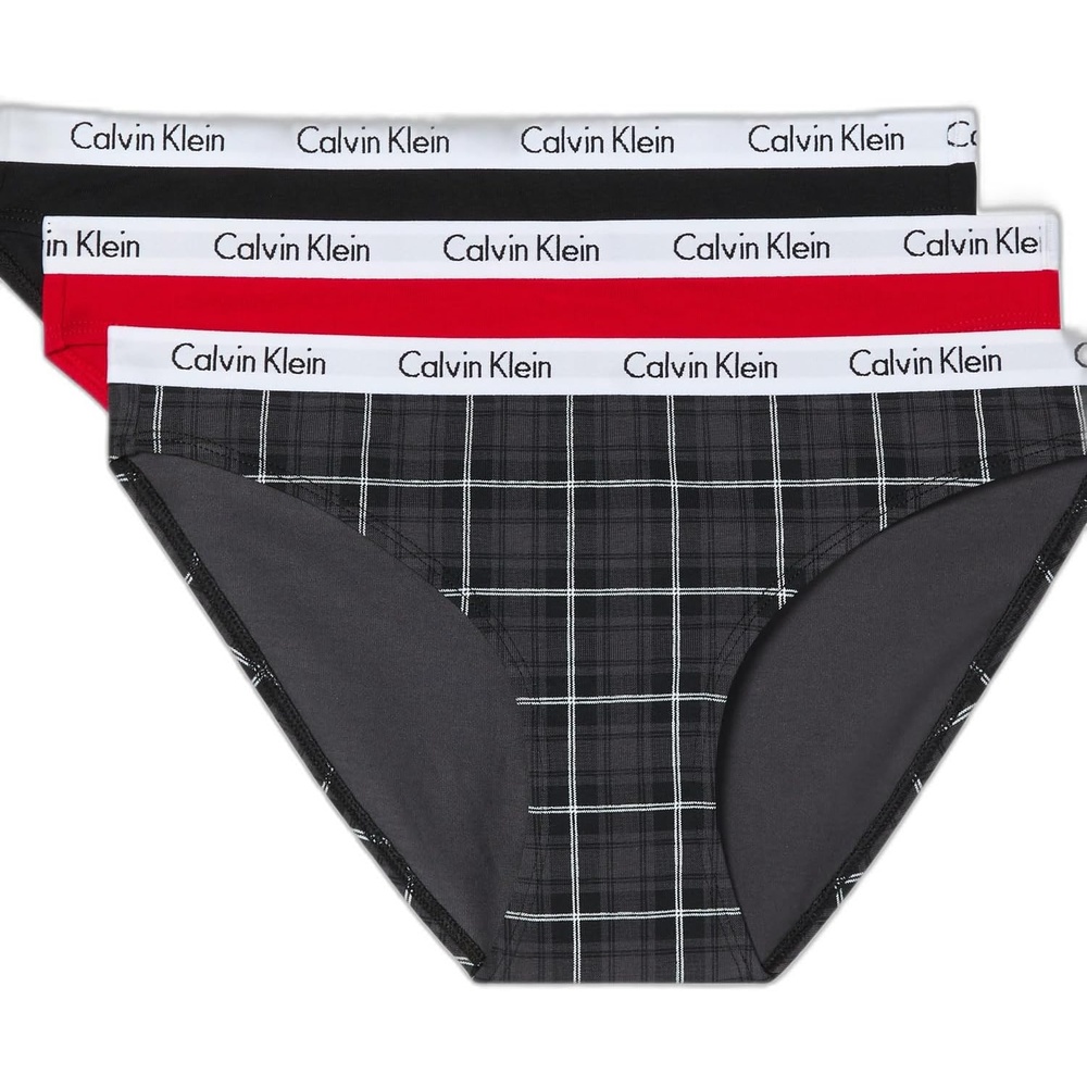 image:imageCalvin Klein Womens Carousel Logo Cotton Stretch Bikini Panties 3 PackBlackObsessDunn Plaid Black