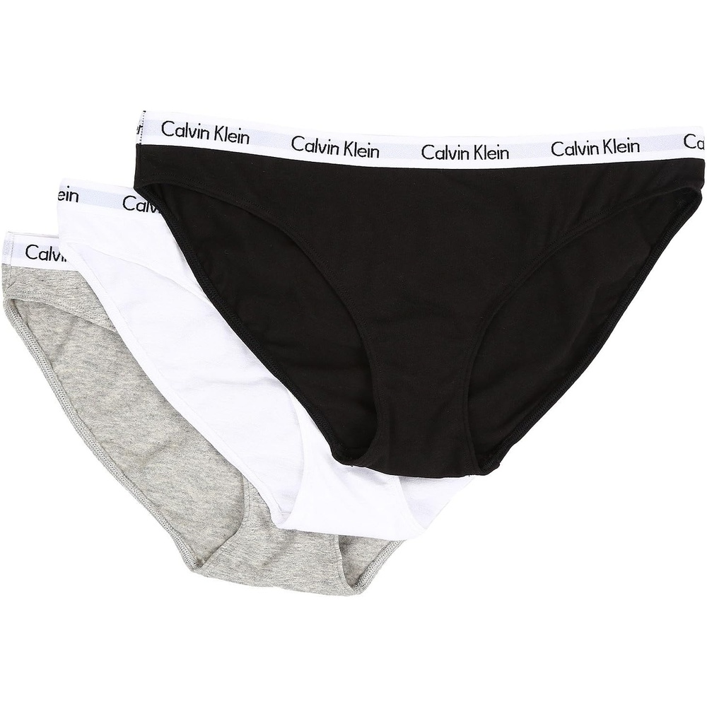 image:imageCalvin Klein Womens Carousel Logo Cotton Stretch Bikini Panties 3 PackBlackWhiteGrey