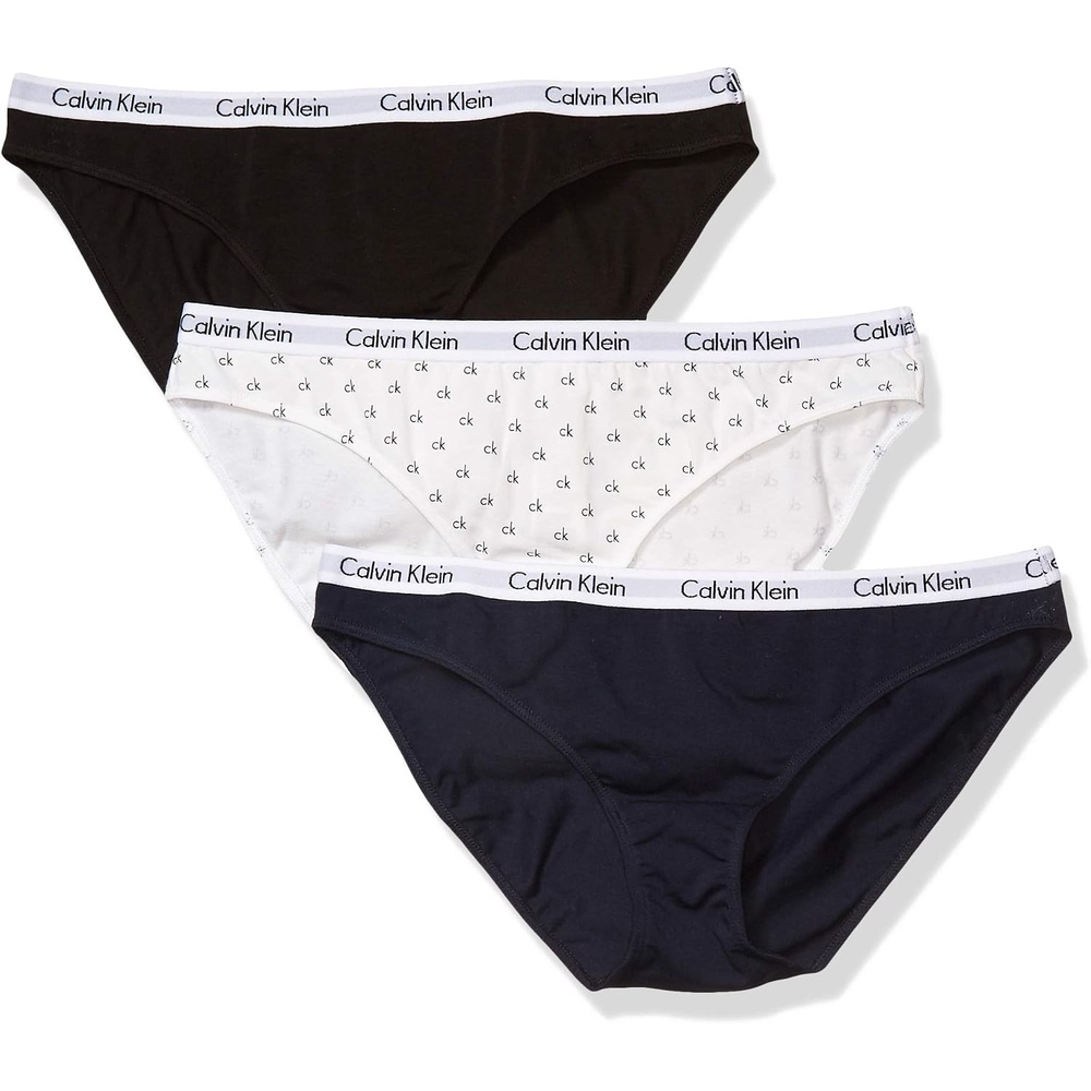 image:imageCalvin Klein Womens Carousel Logo Cotton Stretch Bikini Panties 3 PackBlackWhiteLogo