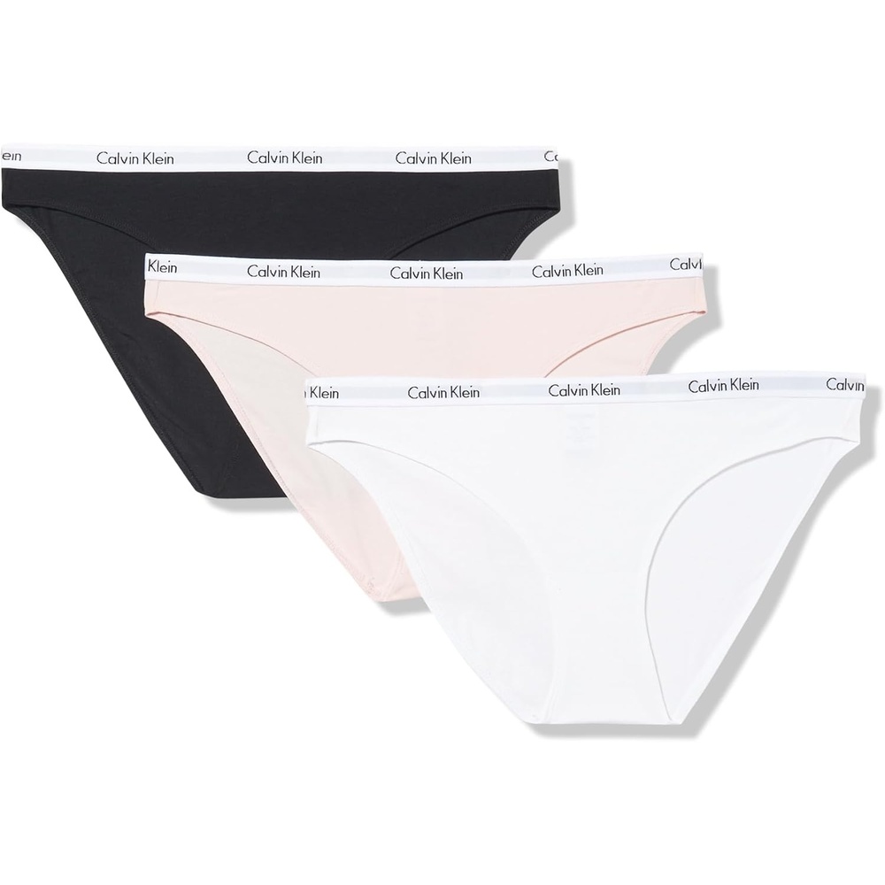 image:imageCalvin Klein Womens Carousel Logo Cotton Stretch Bikini Panties 3 PackBlackWhiteNymphs Thigh