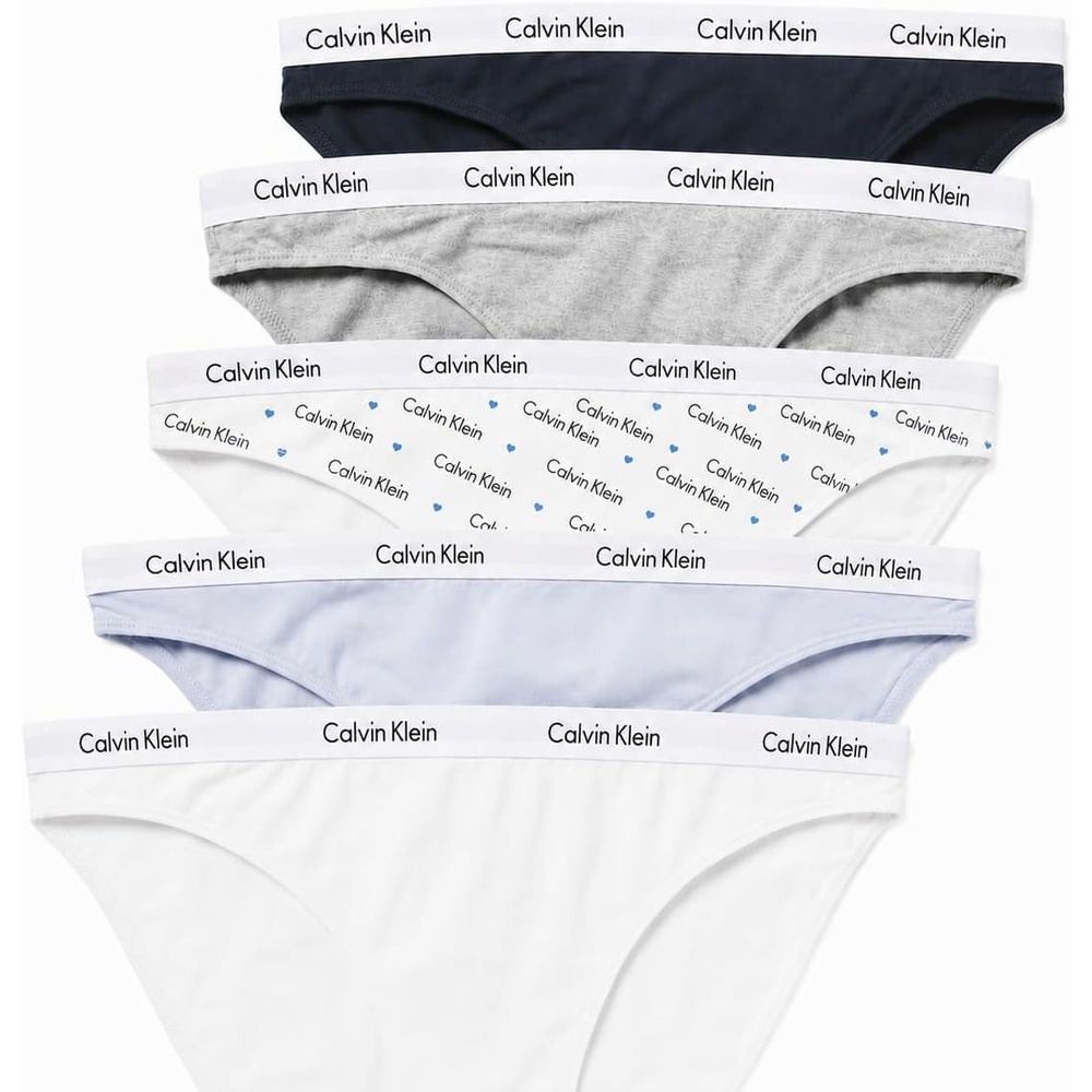 image:imageCalvin Klein Womens Carousel Logo Cotton Stretch Bikini Panties 3 PackBlue Gray White Logo