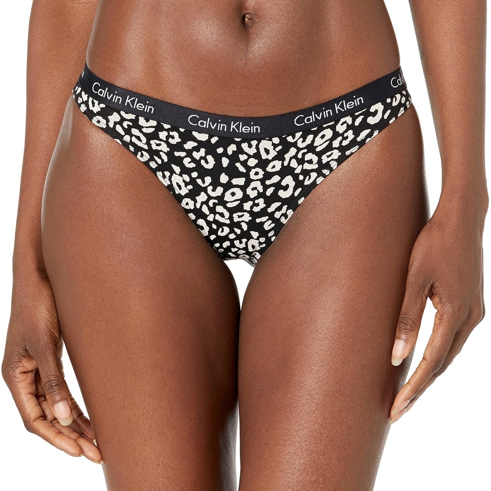 image:imageCalvin Klein Womens Carousel Logo Cotton Stretch Bikini Panties 3 PackGrey HeatherMarker Cheetah  BlackFaded Lilac