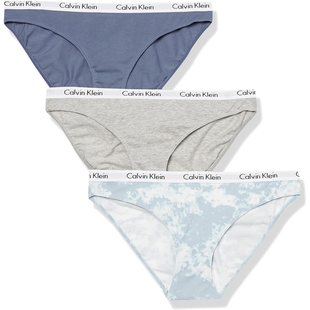image:imageCalvin Klein Womens Carousel Logo Cotton Stretch Bikini Panties 3 PackGrey HeatherScorched DenimMorongo Cloudsblue Fog