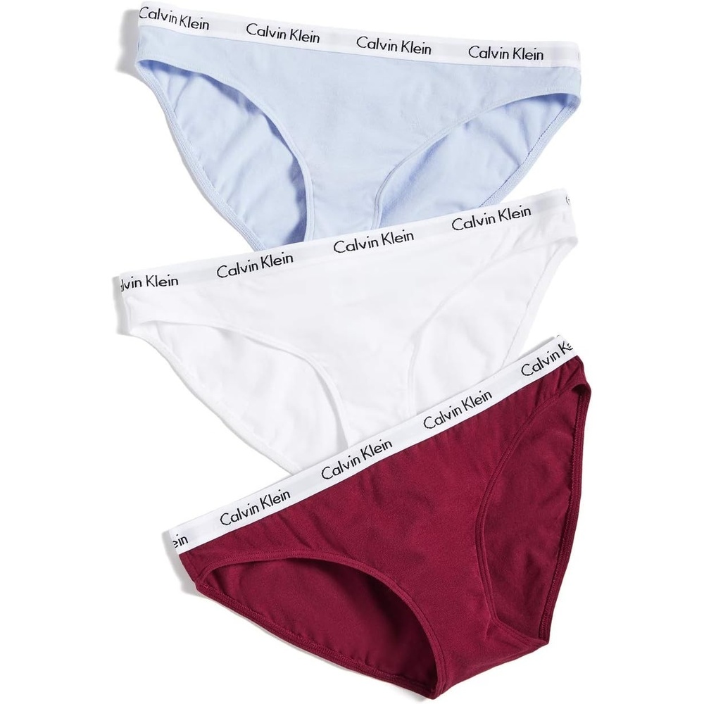 image:imageCalvin Klein Womens Carousel Logo Cotton Stretch Bikini Panties 3 PackRaspberry JamDusty PeriwinkleWhite