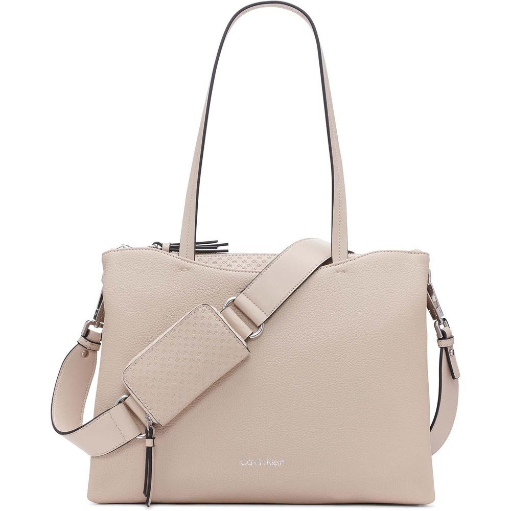 image:imageCalvin Klein Womens Chrome Organizational 2 in 1 Tote OrganizationalMushroom