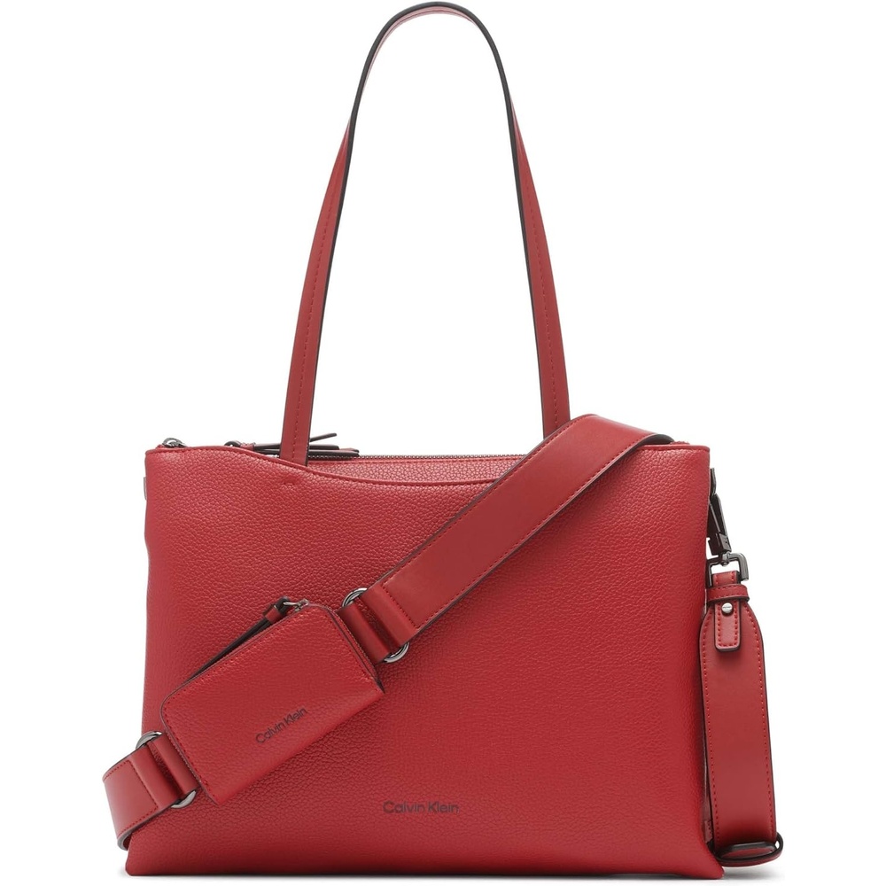 image:imageCalvin Klein Womens Chrome Organizational 2 in 1 Tote OrganizationalRuby Red