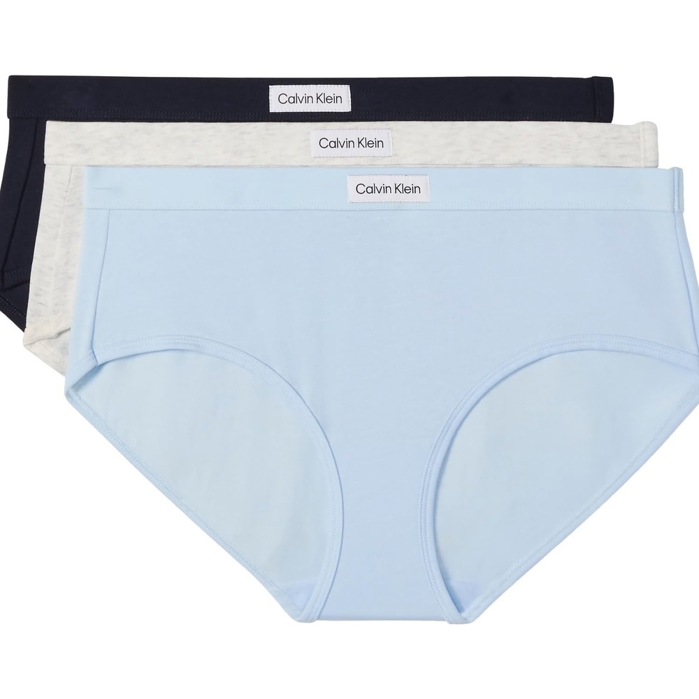 image:imageCalvin Klein Womens Comfort Logo Cotton Stretch Modern Brief Panties 3 PackShoreline Snow Heather Ice Water