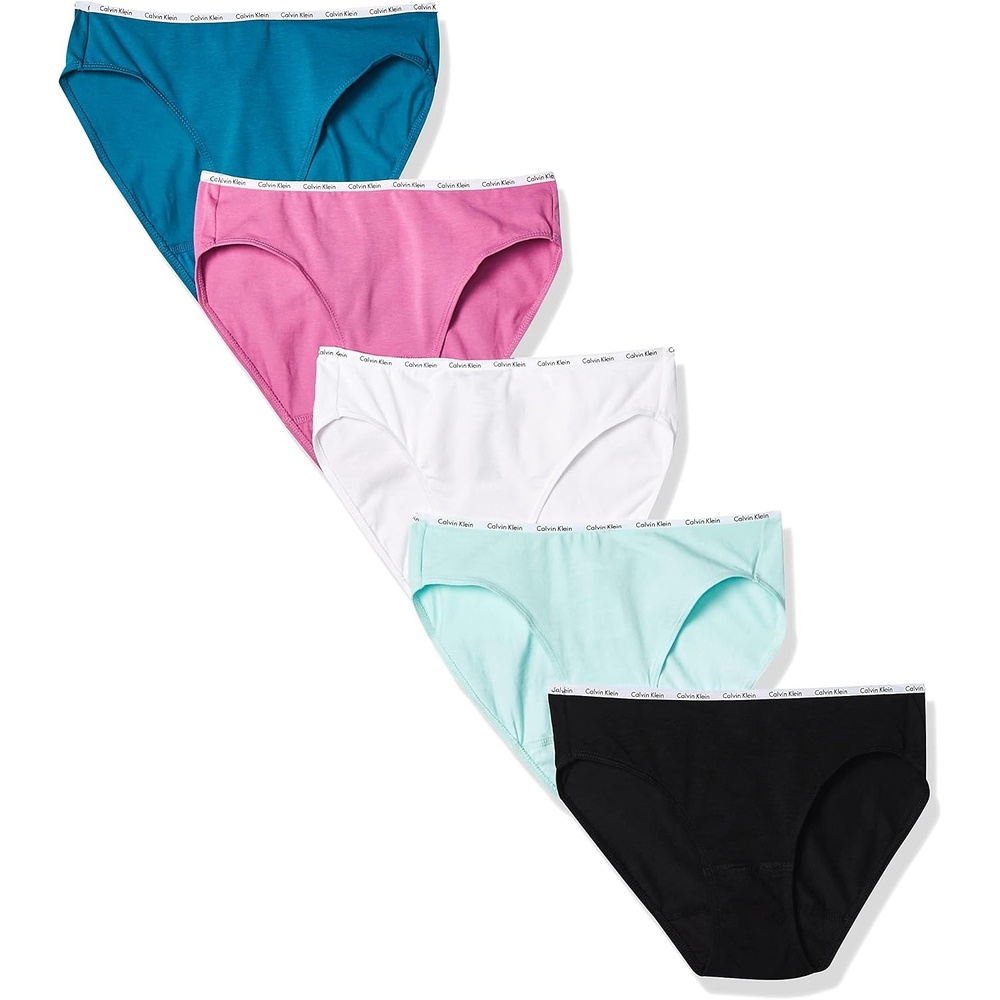 image:imageCalvin Klein Womens Cotton Stretch Logo Bikini Panties MultipackBlackWhiteBlue LightContinentalPeony Blossom