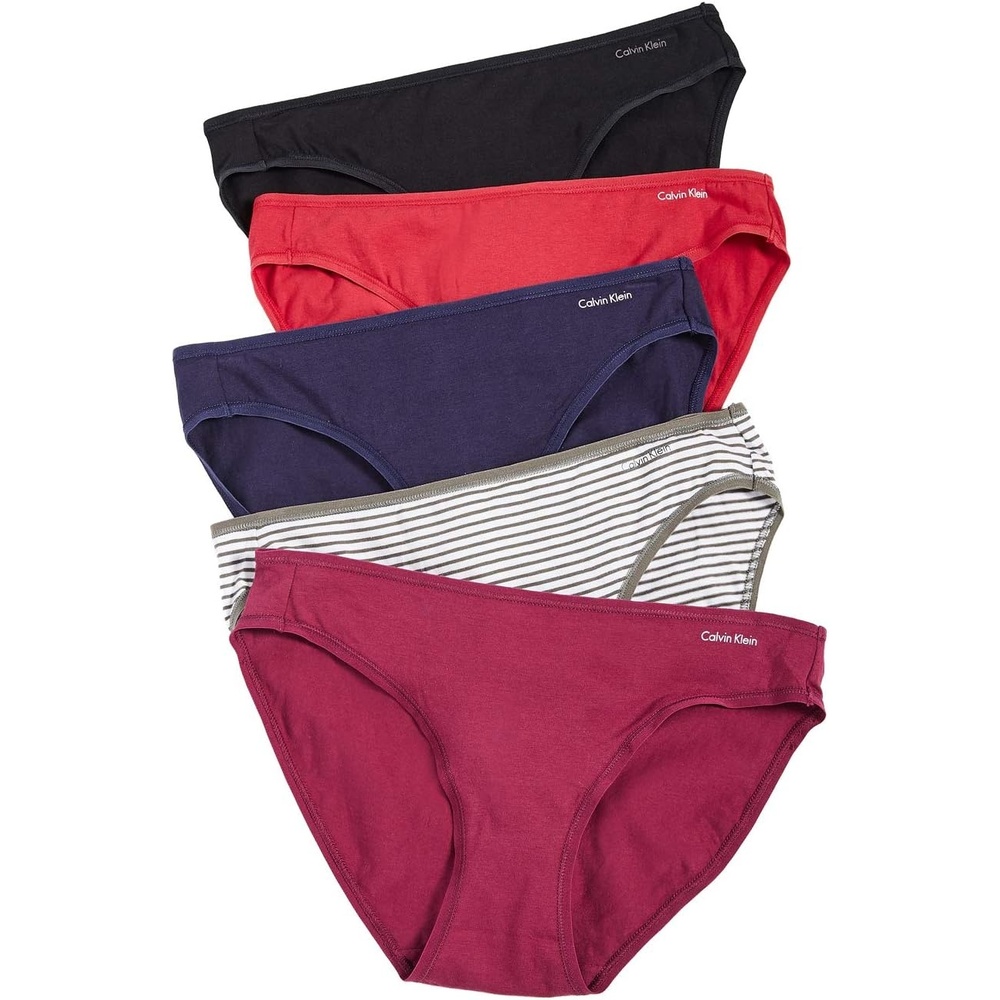image:imageCalvin Klein Womens Cotton Stretch Logo Bikini Panties MultipackRaspberry JamTemperFeeder StripeBlue NoirBlack