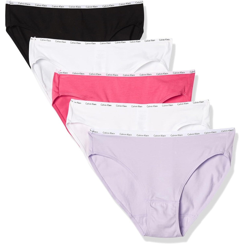 image:imageCalvin Klein Womens Cotton Stretch Logo Bikini Panties MultipackWhiteBlackLovelyElectric Pink