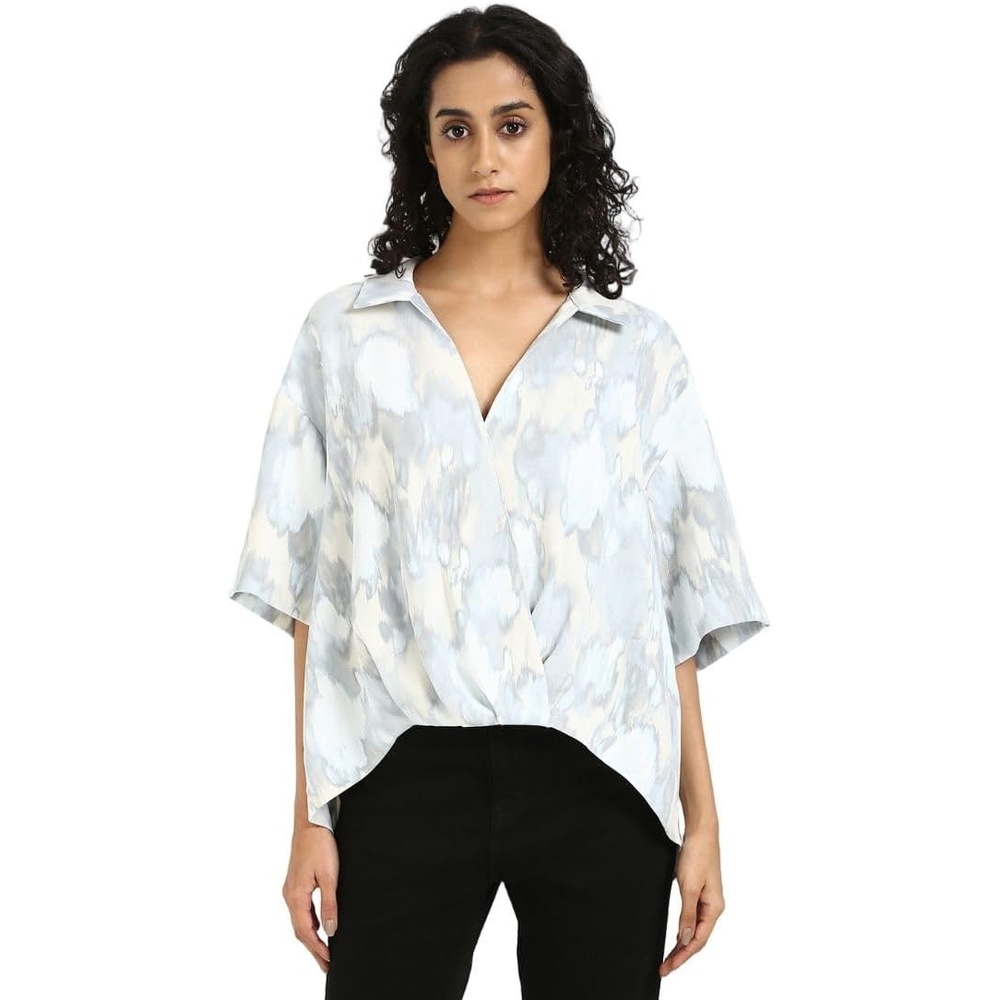 image:imageCalvin Klein Womens Crepe Printed Wrap TopBeige