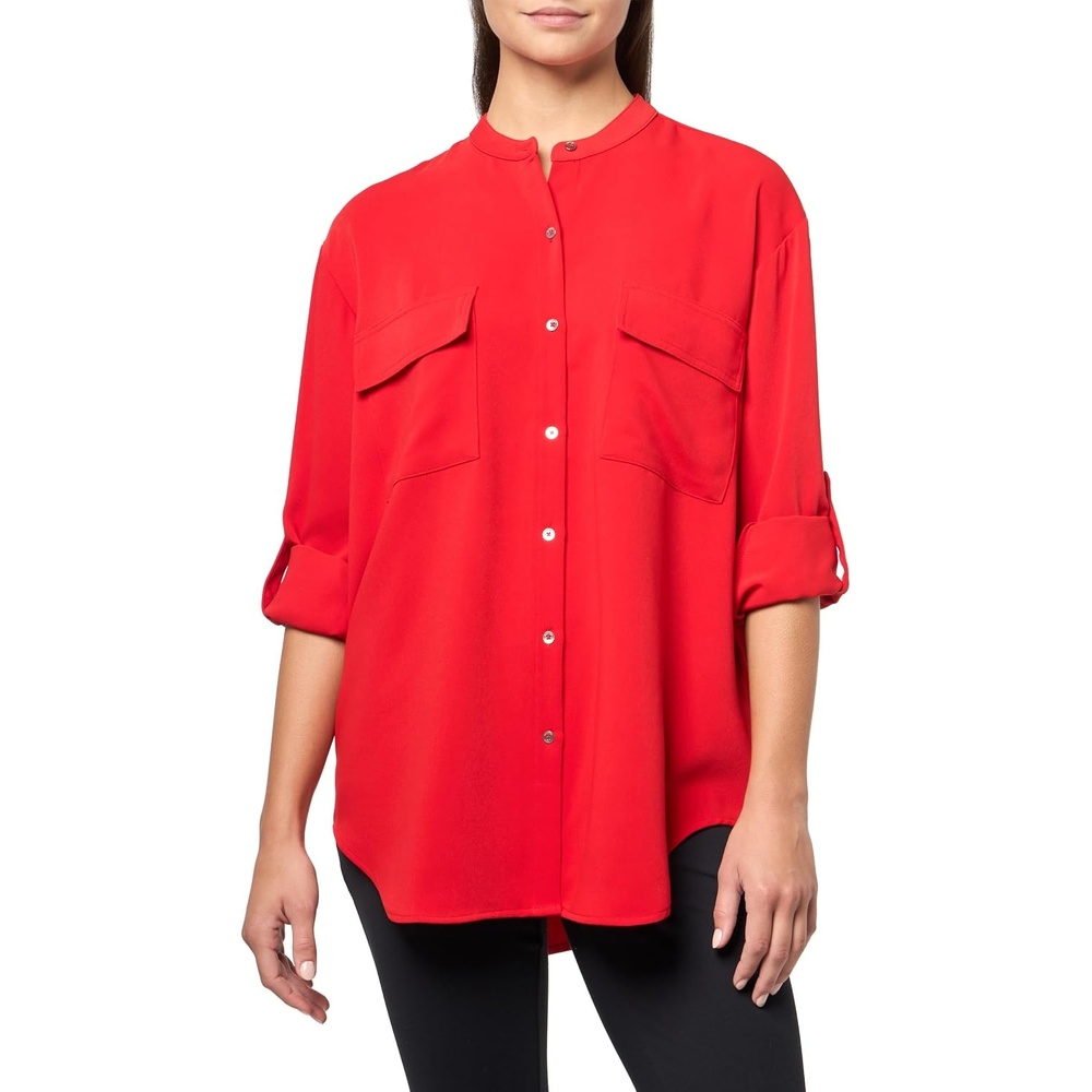 image:imageCalvin Klein Womens Crepe Relaxed ButtonDown ShirtGoji Berry