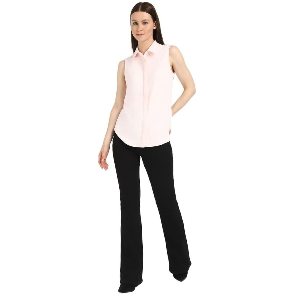 image:imageCalvin Klein Womens Crepe Sleeveless ButtonDown TopPearl