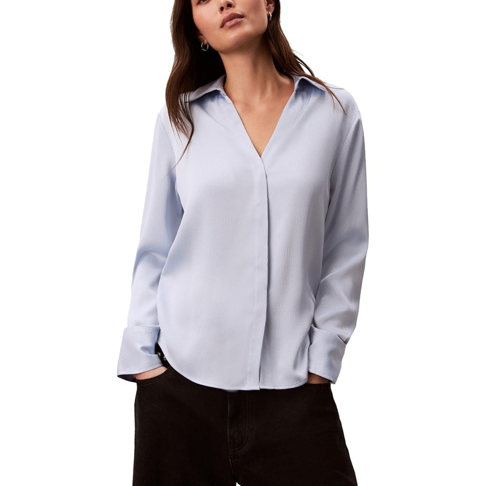image:imageCalvin Klein Womens Hammered Satin Fitted Shirt