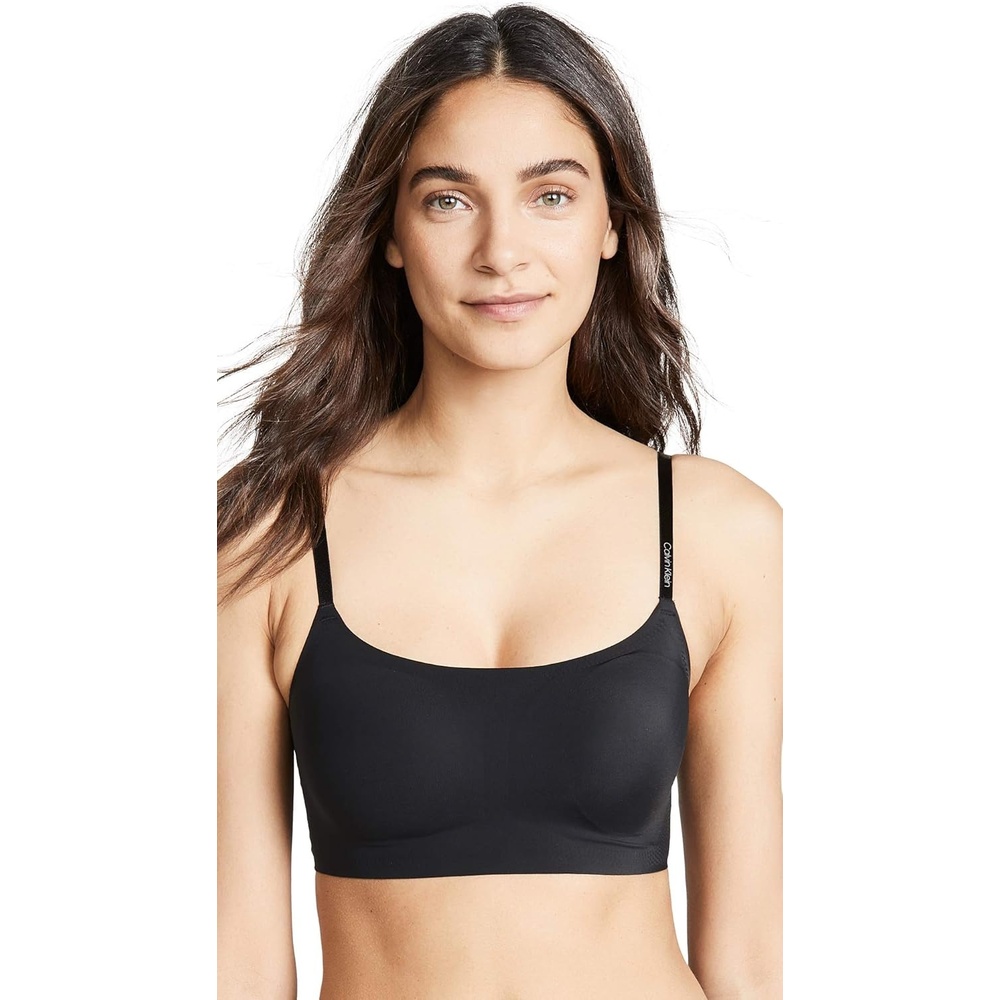 image:imageCalvin Klein Womens Invisibles Comfort Seamless Adjustable Skinny Strap Bralette BraBlack