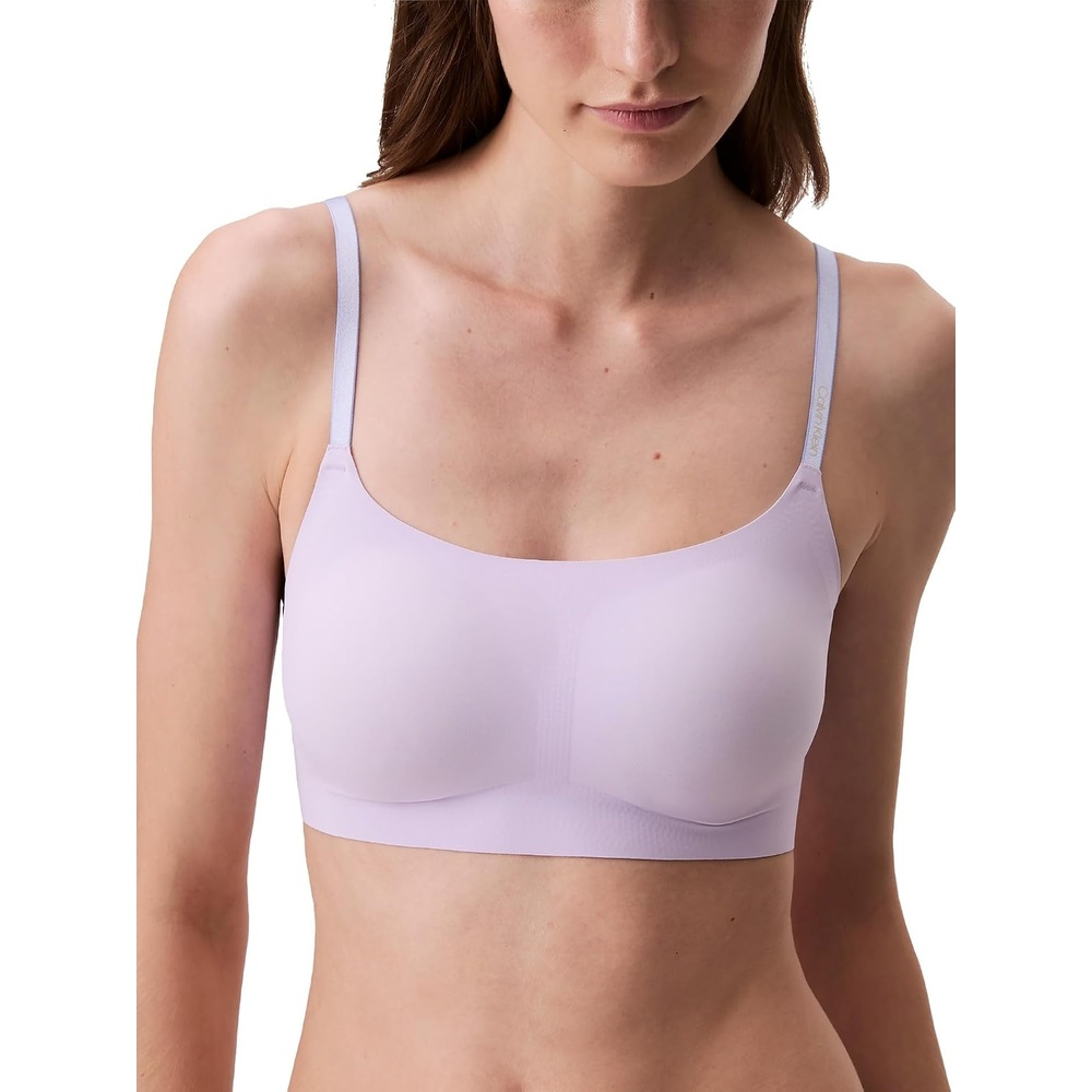 image:imageCalvin Klein Womens Invisibles Comfort Seamless Adjustable Skinny Strap Bralette BraLilac Quartz