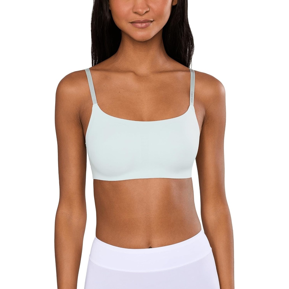 image:imageCalvin Klein Womens Invisibles Comfort Seamless Adjustable Skinny Strap Bralette BraSky Gray