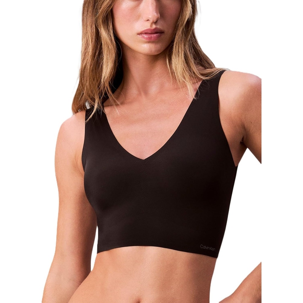 image:imageCalvin Klein Womens Invisibles Comfort Seamless Lightly Lined V Neck Bralette BraBlack