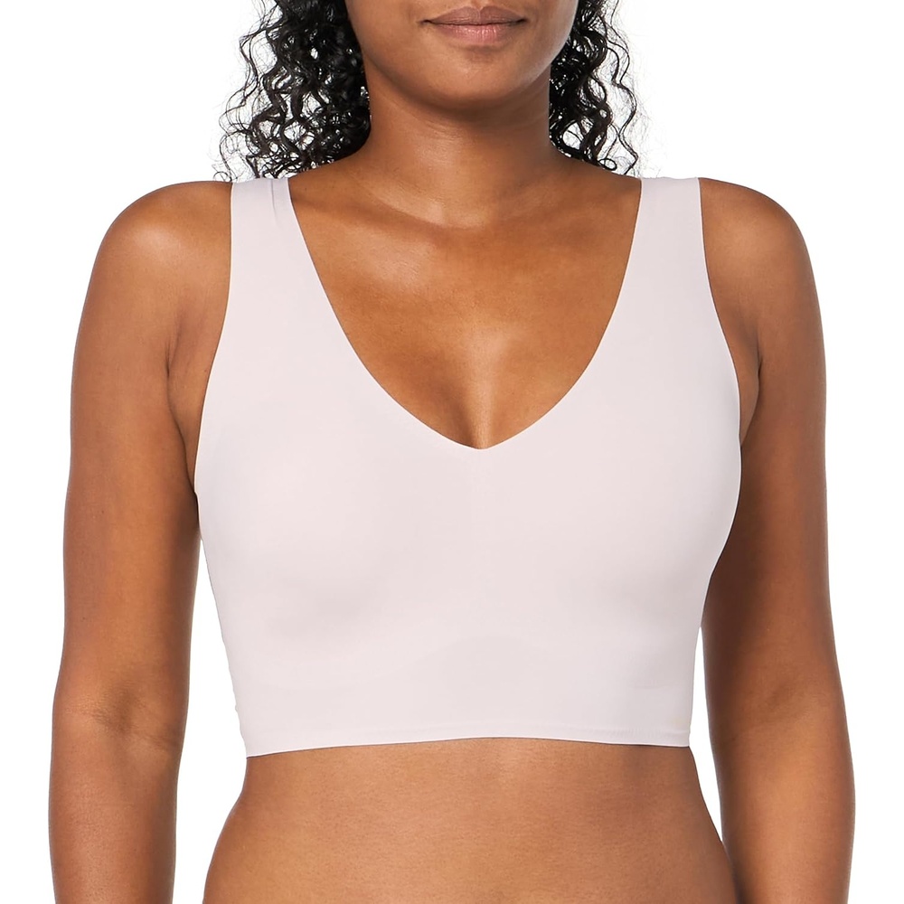 image:imageCalvin Klein Womens Invisibles Comfort Seamless Lightly Lined V Neck Bralette BraCloud Gray