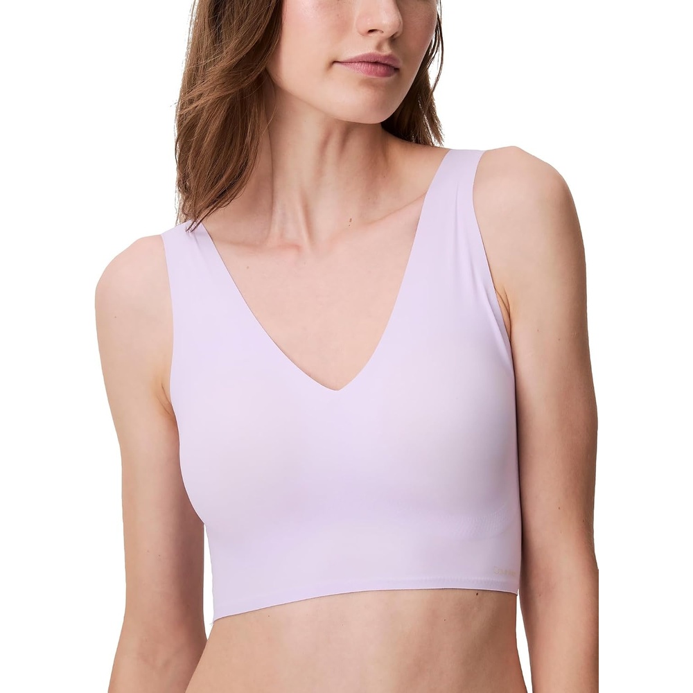 image:imageCalvin Klein Womens Invisibles Comfort Seamless Lightly Lined V Neck Bralette BraLilac Quartz
