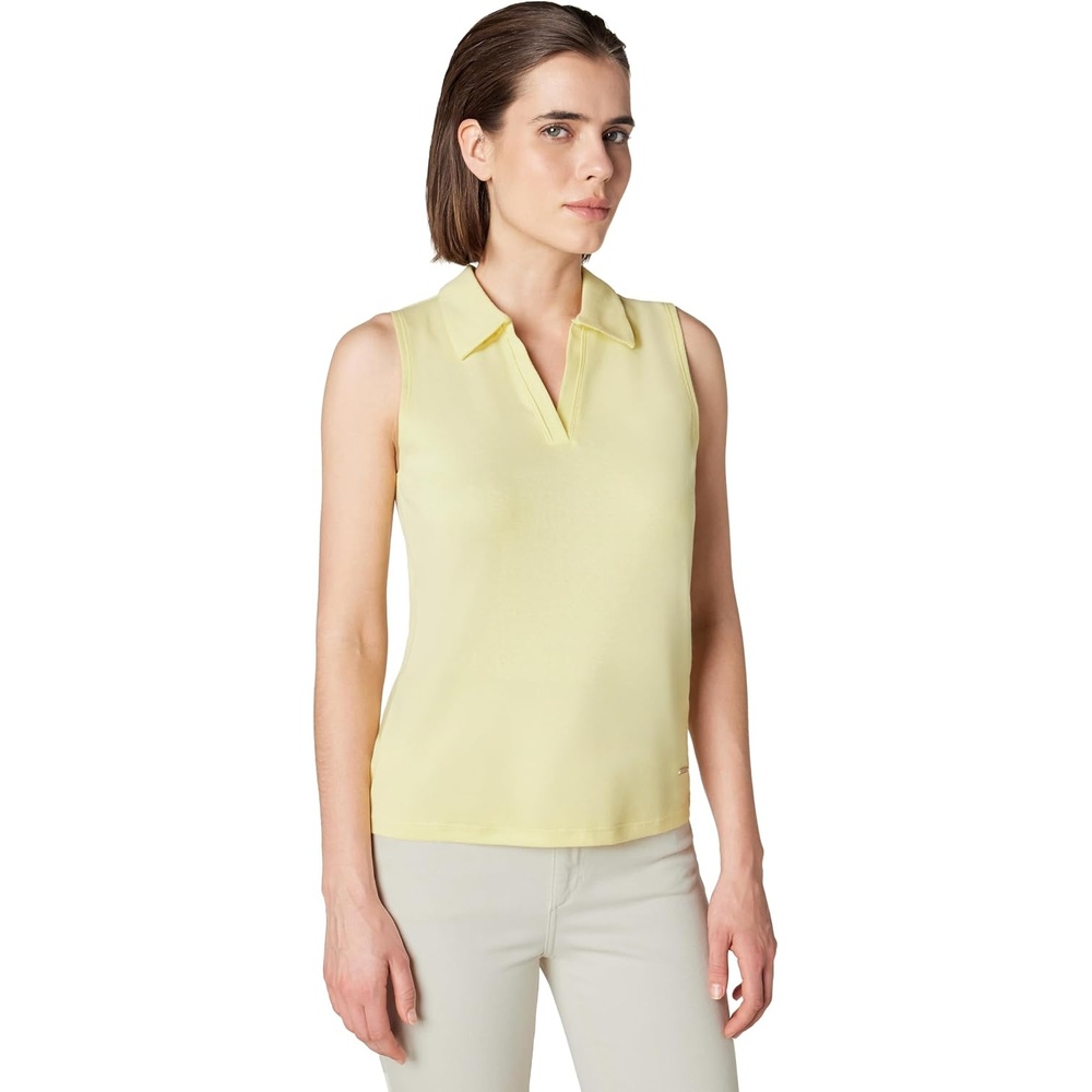 image:imageCalvin Klein Womens Johnny Collar Sleeveless TopFrench Vanilla