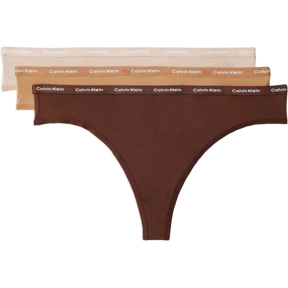 image:imageCalvin Klein Womens Luxe Comfort Micro Stretch Thong Panties 3 PackUmber  Cedar  Sandalwood