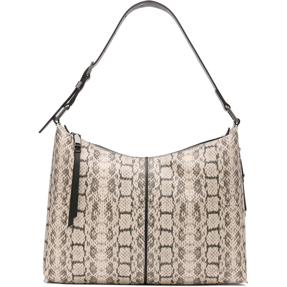 image:imageCalvin Klein Womens Max Top Zip Hobo Shoulder BagCherub WhiteBlack