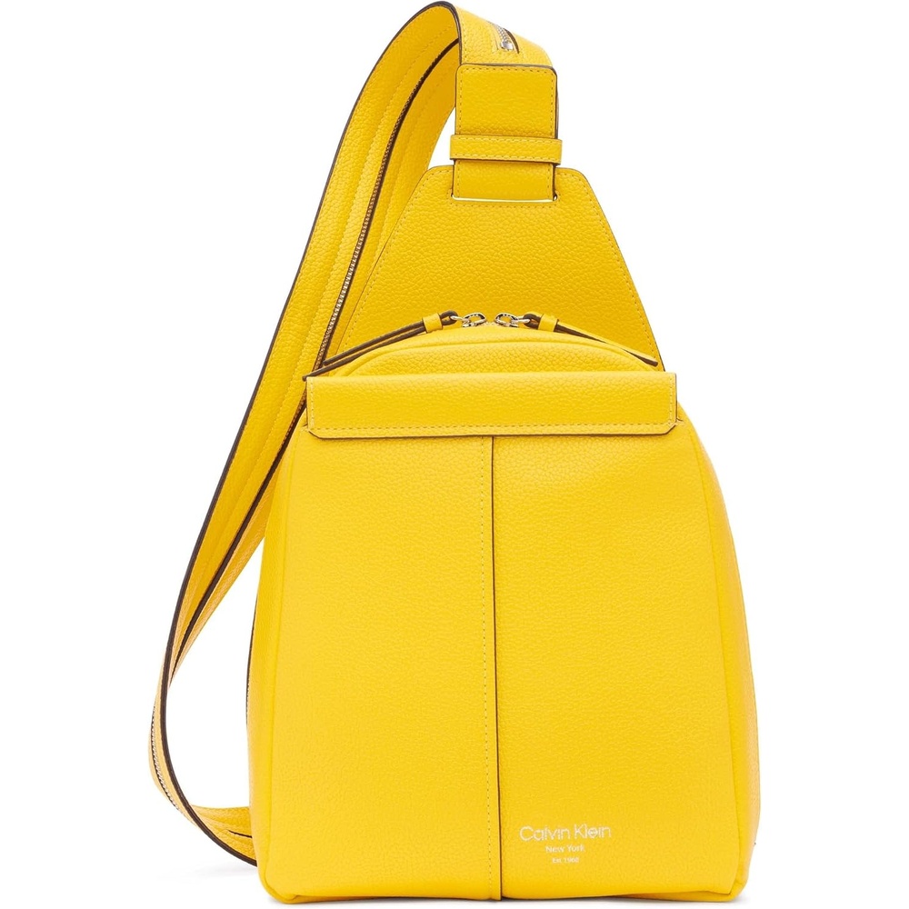 image:imageCalvin Klein Womens Millie Backpack for Women Vegan Leather Monogram Backpack 2 Pockets BrownKhakiBlack One SizeDaffodil