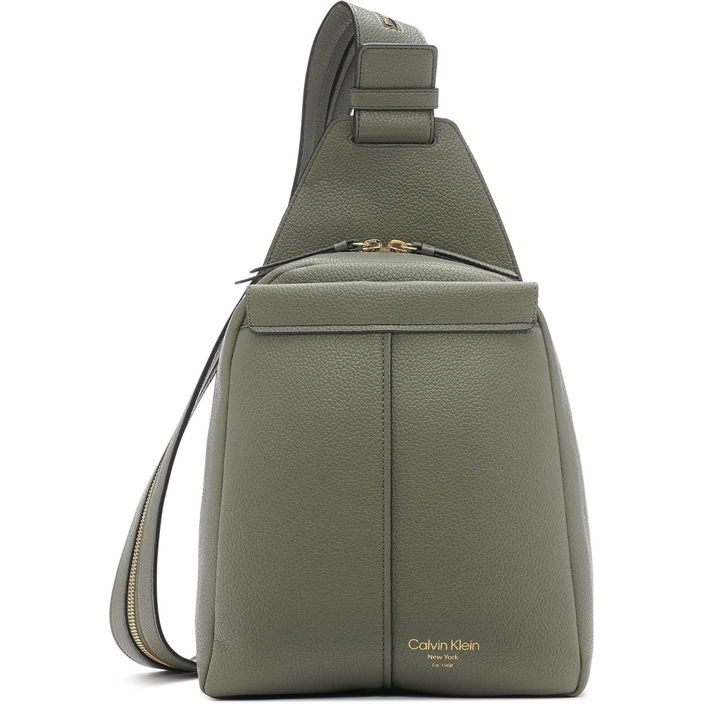 image:imageCalvin Klein Womens Millie Backpack for Women Vegan Leather Monogram Backpack 2 Pockets BrownKhakiBlack One SizeDusty Olive