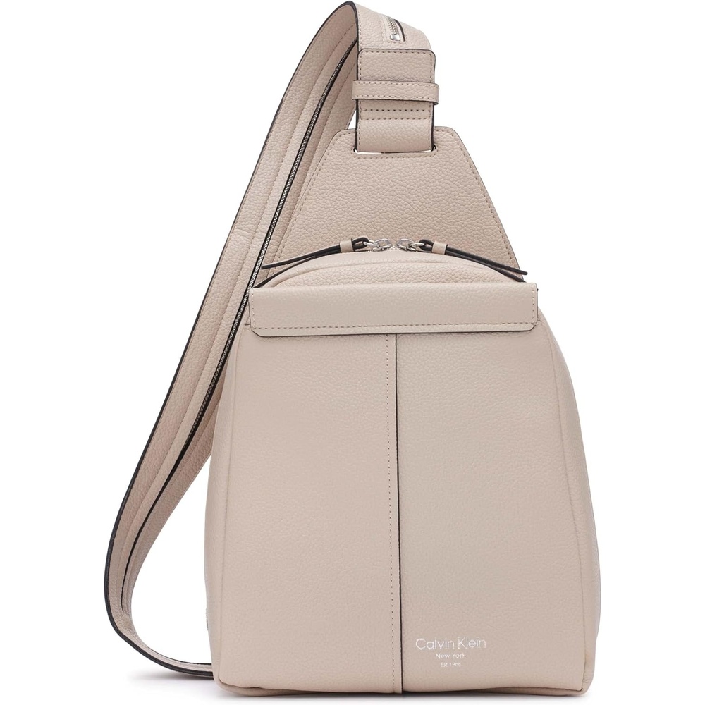 image:imageCalvin Klein Womens Millie Backpack for Women Vegan Leather Monogram Backpack 2 Pockets BrownKhakiBlack One SizeMushroom