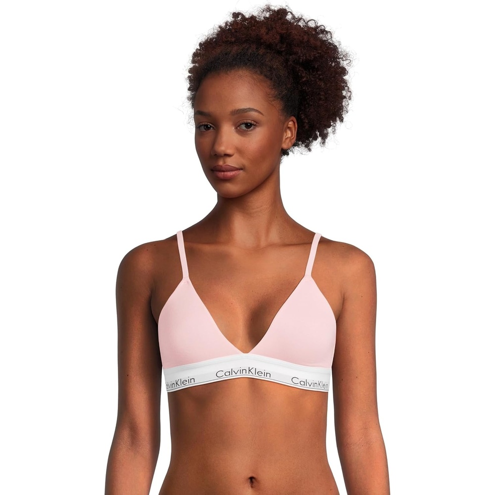 image:imageCalvin Klein Womens Modern Cotton Lightly Lined Triangle Wireless BraletteBuff Pink