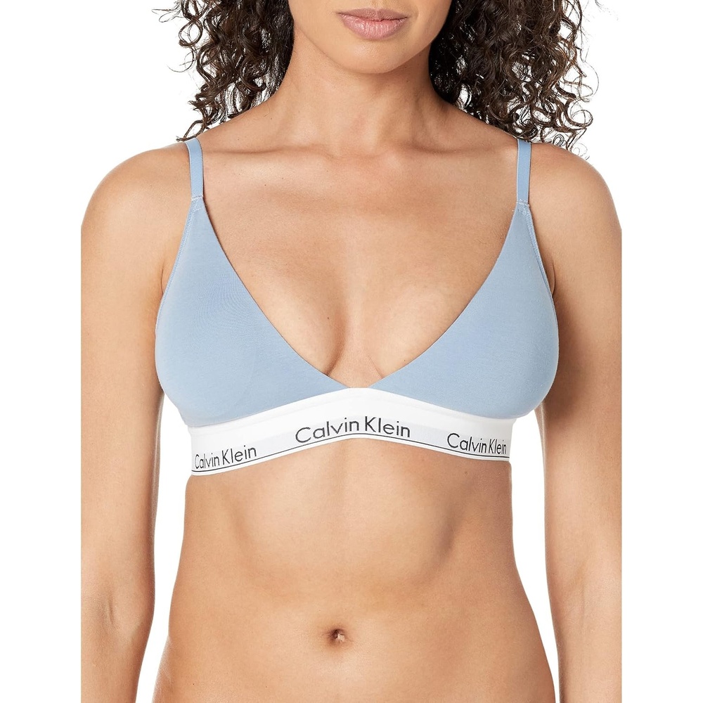 image:imageCalvin Klein Womens Modern Cotton Lightly Lined Triangle Wireless BraletteIceland Blue