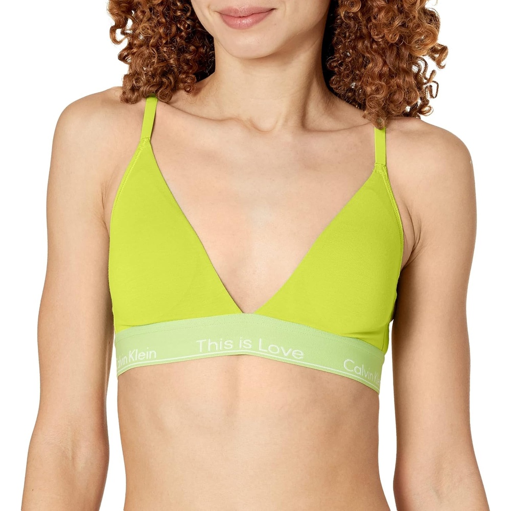 image:imageCalvin Klein Womens Modern Cotton Lightly Lined Triangle Wireless BraletteLemon Lime