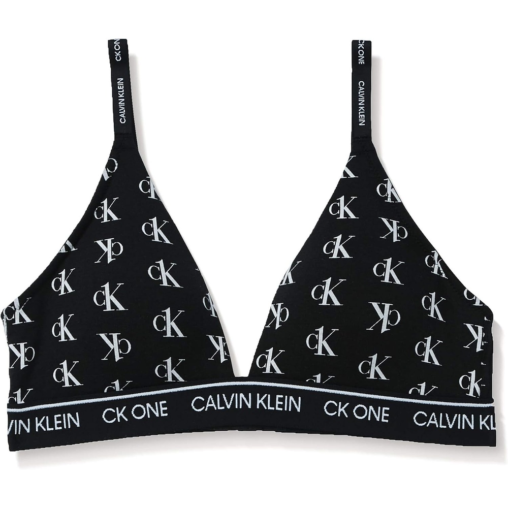 image:imageCalvin Klein Womens Modern Cotton Lightly Lined Triangle Wireless BraletteStaggered Logo Black
