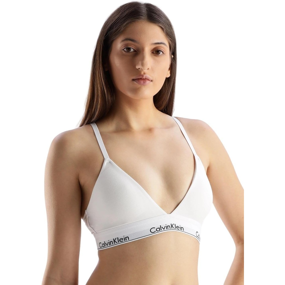 image:imageCalvin Klein Womens Modern Cotton Lightly Lined Triangle Wireless BraletteWhite