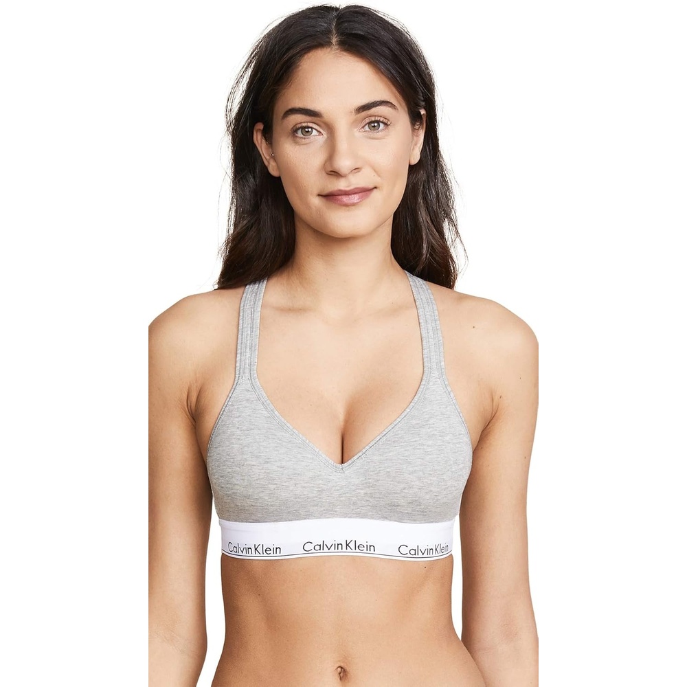 image:imageCalvin Klein Womens Modern Cotton Lightly Lined Wireless BraletteGrey Heather