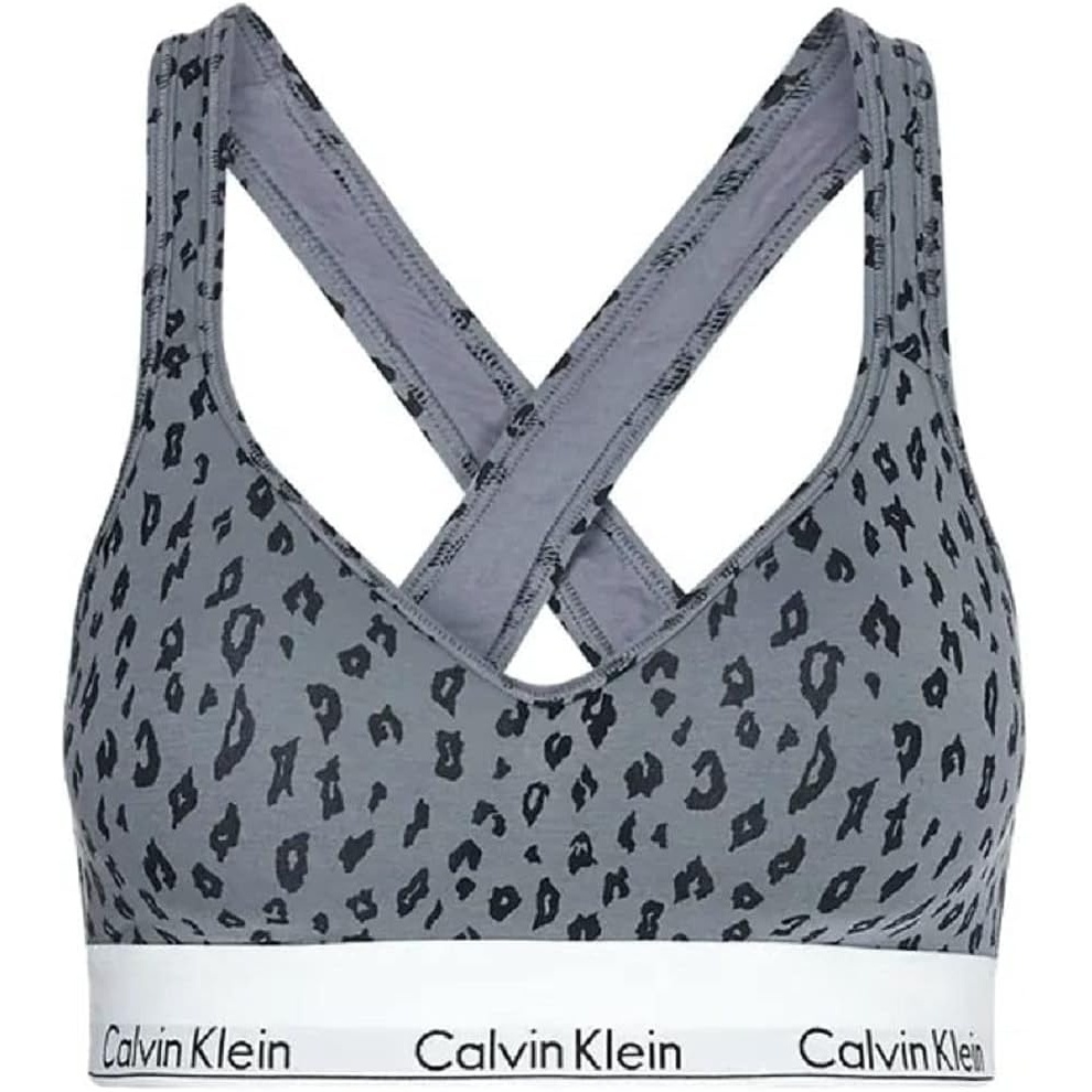 image:imageCalvin Klein Womens Modern Cotton Lightly Lined Wireless BraletteSavannah Cheetah Pewter