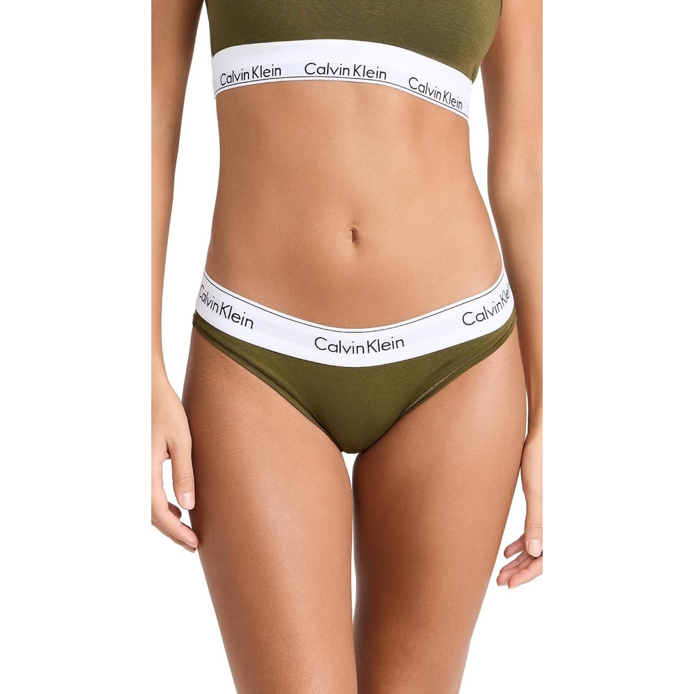 image:imageCalvin Klein Womens Modern Cotton Stretch Bikini PantyDark Olive