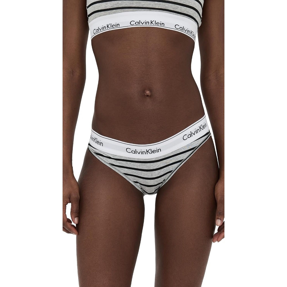 image:imageCalvin Klein Womens Modern Cotton Stretch Bikini PantyLeader Stripegrey Heather