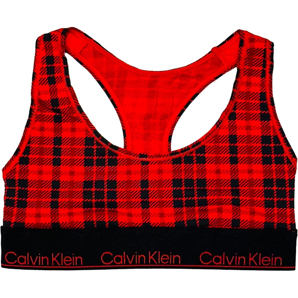 image:imageCalvin Klein Womens Modern Cotton Unlined Wireless BraletteScotch Plaid Rouge