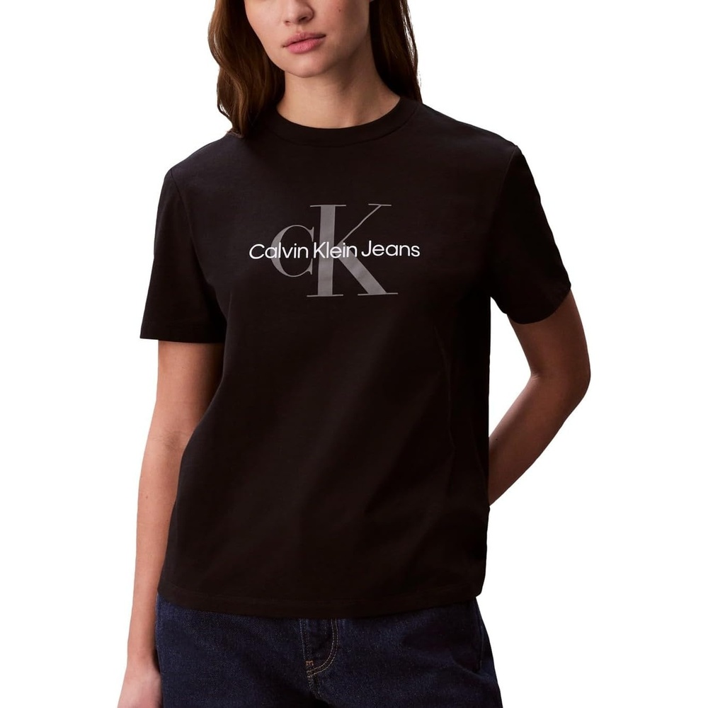 image:imageCalvin Klein Womens Monogram Logo Crewneck TShirtBlack