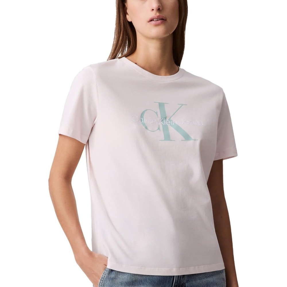 image:imageCalvin Klein Womens Monogram Logo Crewneck TShirtPearl