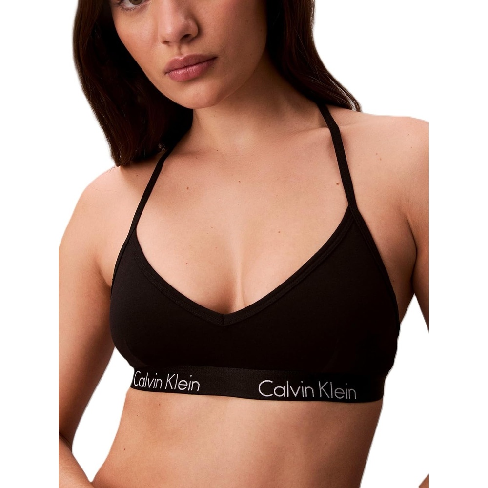 image:imageCalvin Klein Womens Motive Cotton Lightly Lined Bralette BraBlack