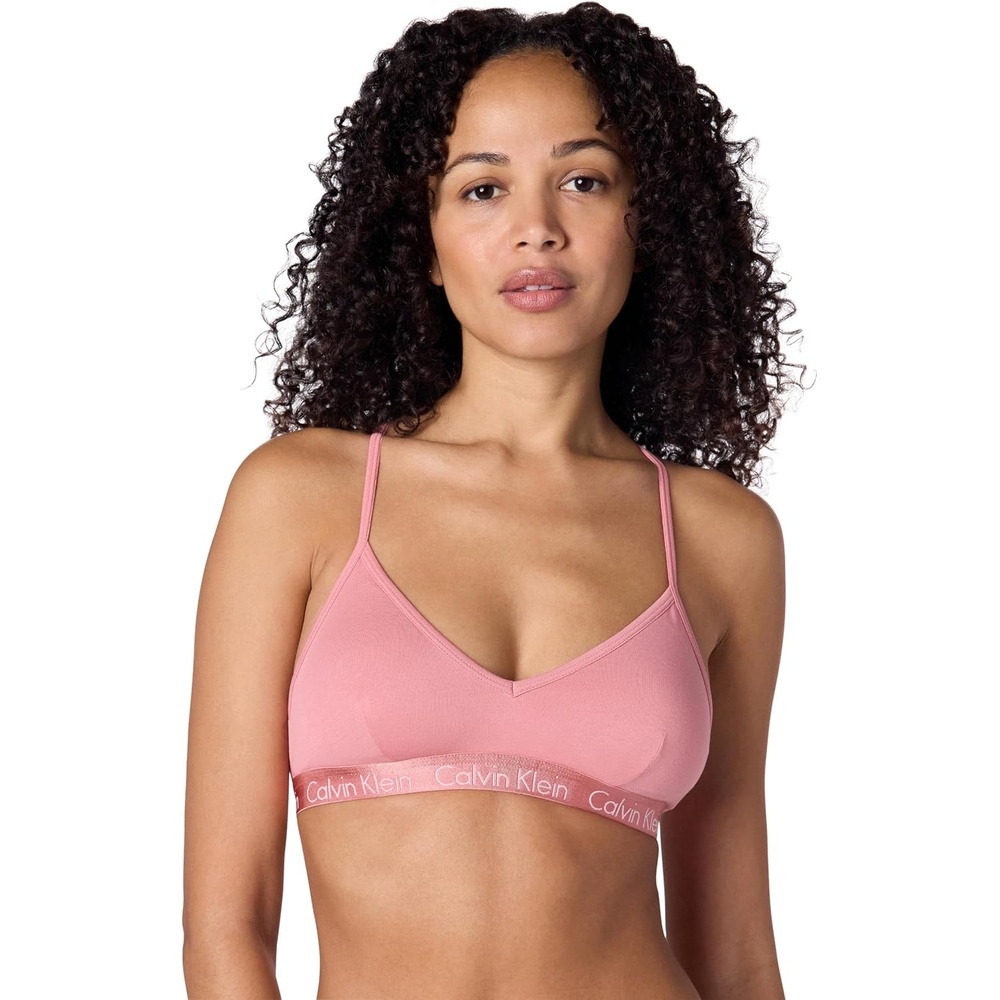 image:imageCalvin Klein Womens Motive Cotton Lightly Lined Bralette BraBrandied Apricot